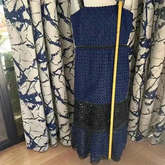 Alexis Erin Bicolor Crochet & Lace Midi Dress in Black & Navy - Picture 11 of 13